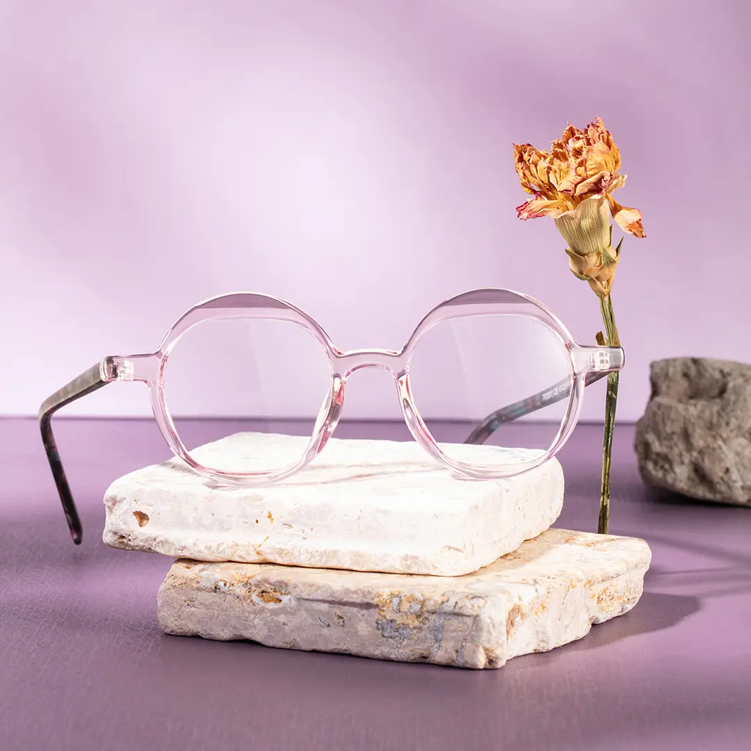 Scene view of Ruby vintage round tr90 eyeglasses RR0022312 in pink