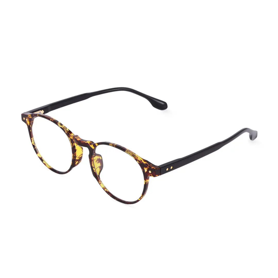 Angle view of Saleme round tr90 eyeglasses RR0032309 in tortoise