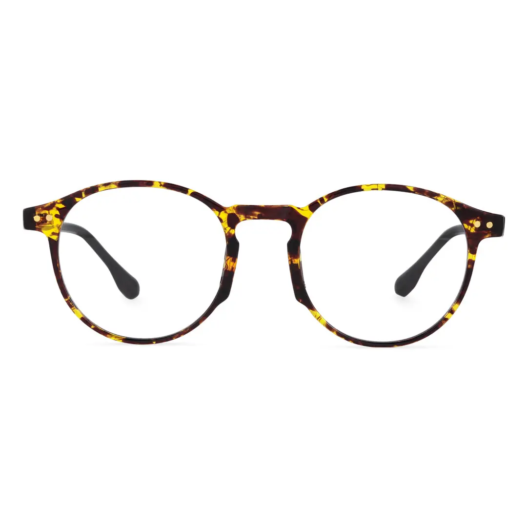 Front view of Saleme vintage round tr90 eyeglasses RR0032309 in tortoise