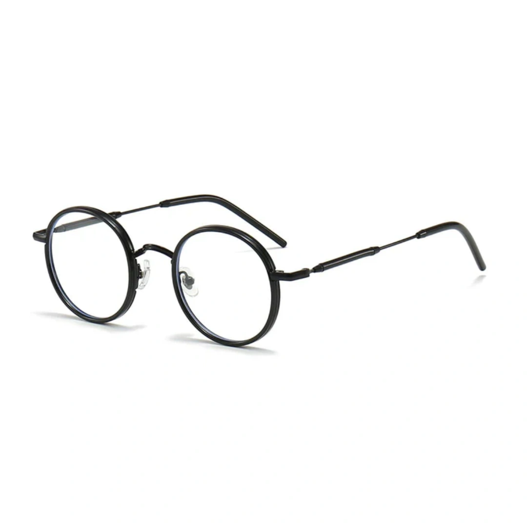 Angle view of Feye vintage round tr90 eyeglasses RR0032409 in black