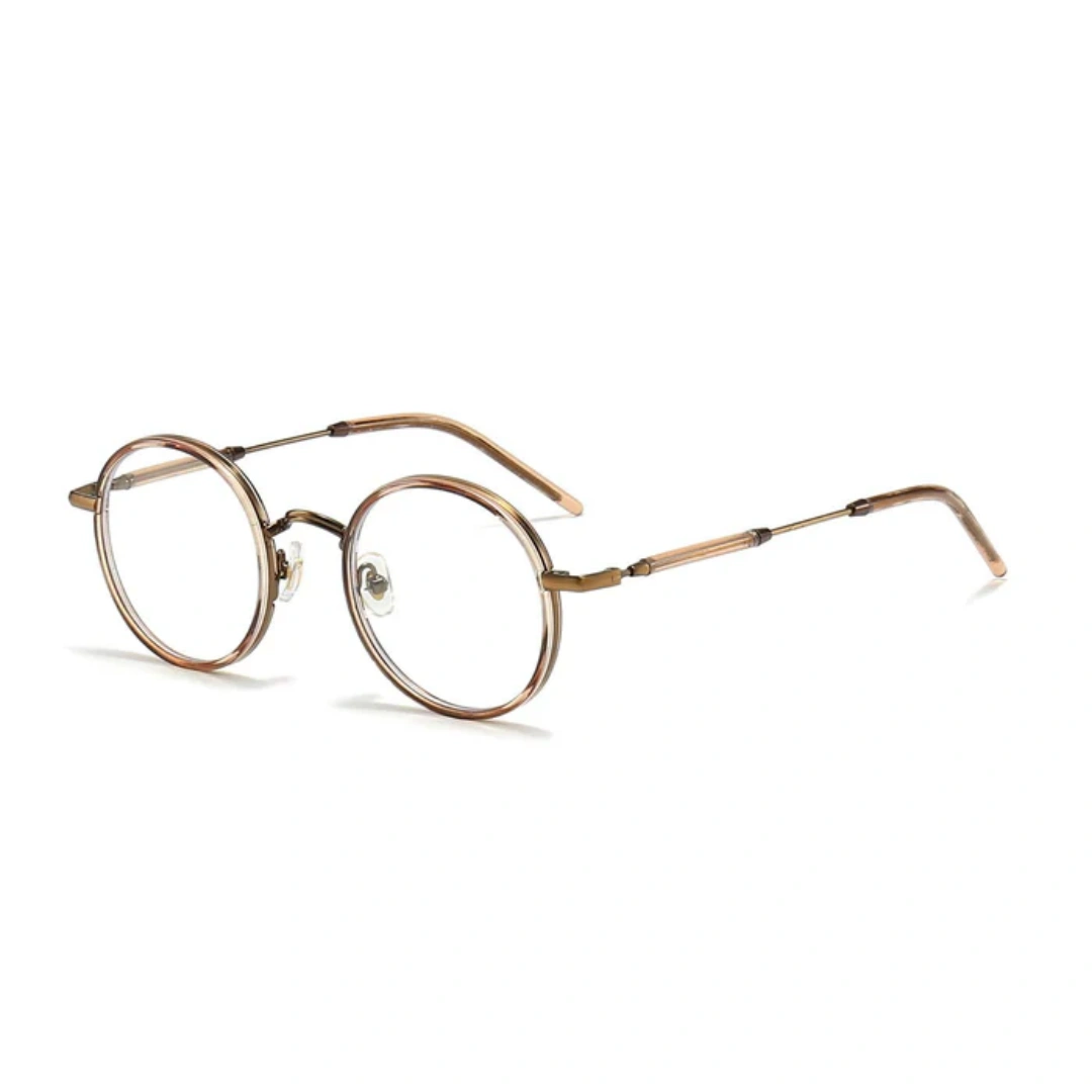 Angle view of Feye round tr90 eyeglasses RR0032409 in bronze