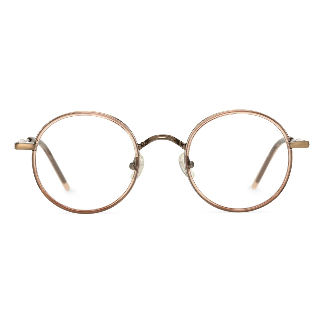 Front view of Feye vintage round tr90 eyeglasses RR0032409 in bronze