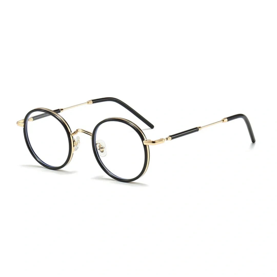 Angle view of Feye vintage round tr90 eyeglasses RR0032409 in gold