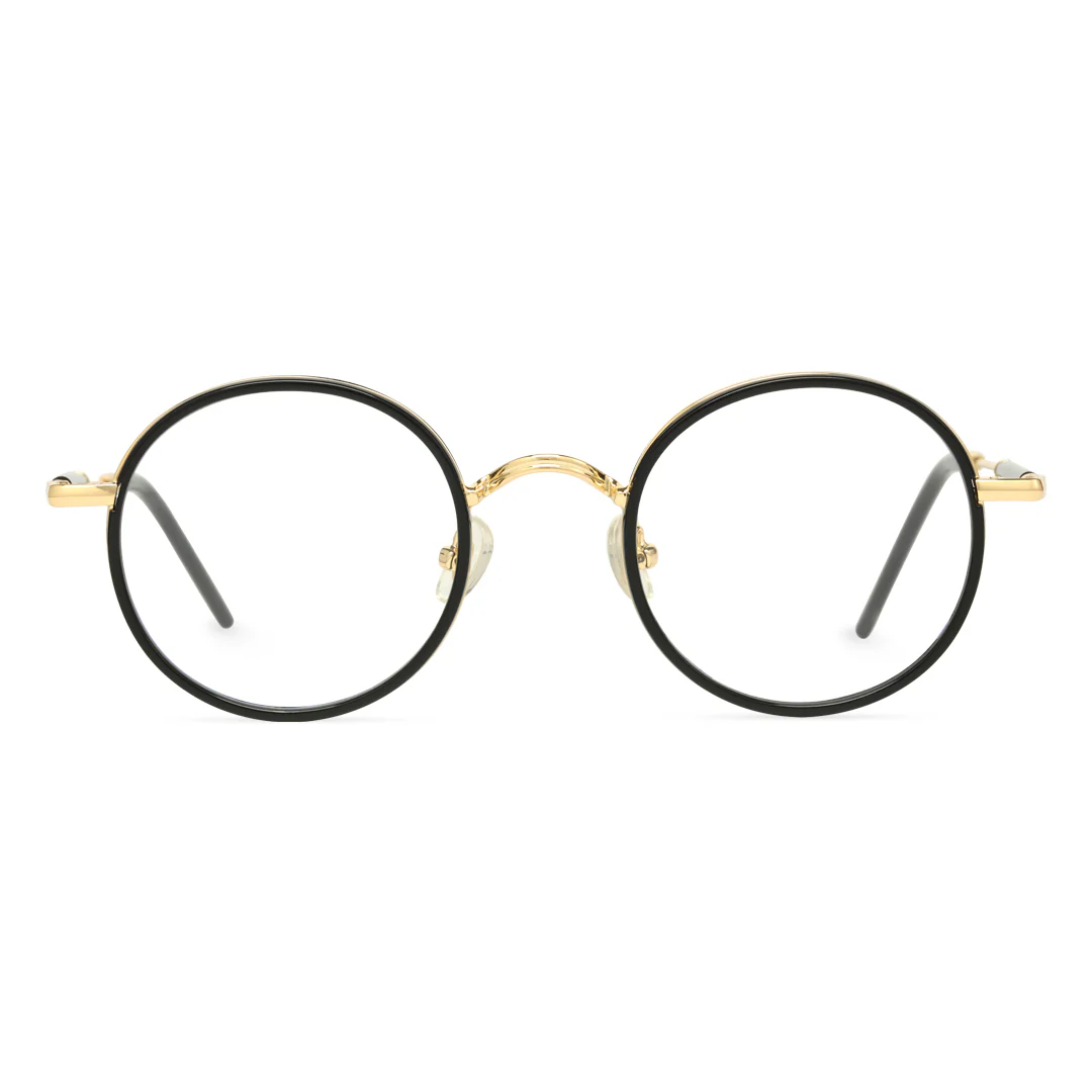 Front view of Feye vintage round tr90 eyeglasses RR0032409 in gold