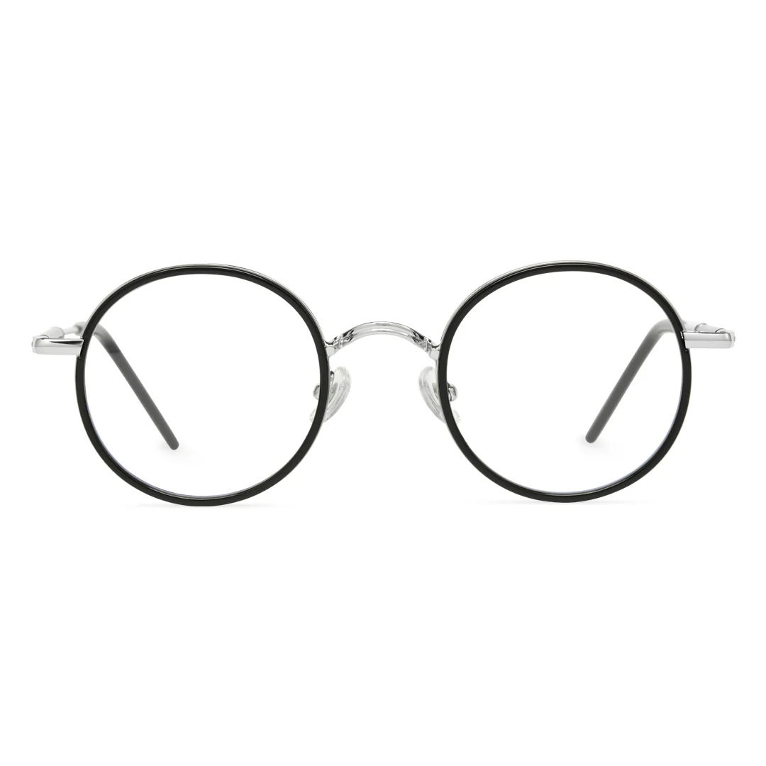 Front view of Feye vintage round tr90 eyeglasses RR0032409 in grey