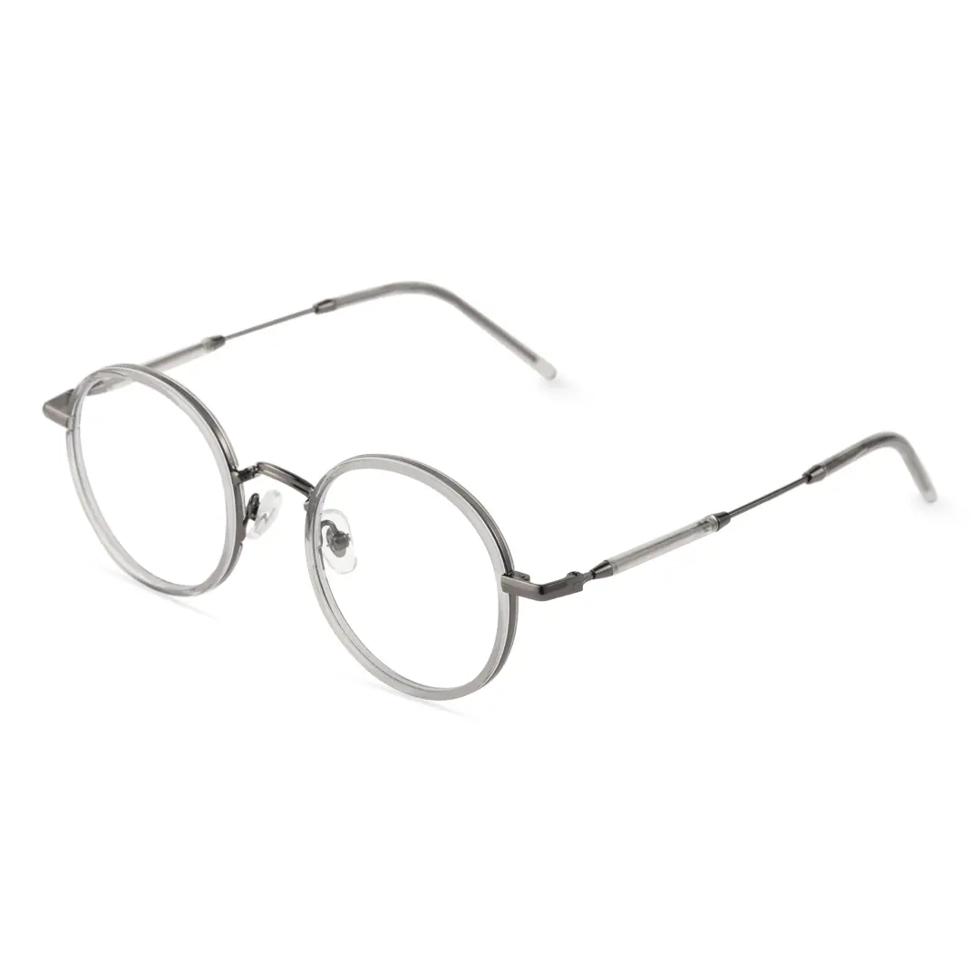 Angle view of Feye round tr90 eyeglasses RR0032409 in silver