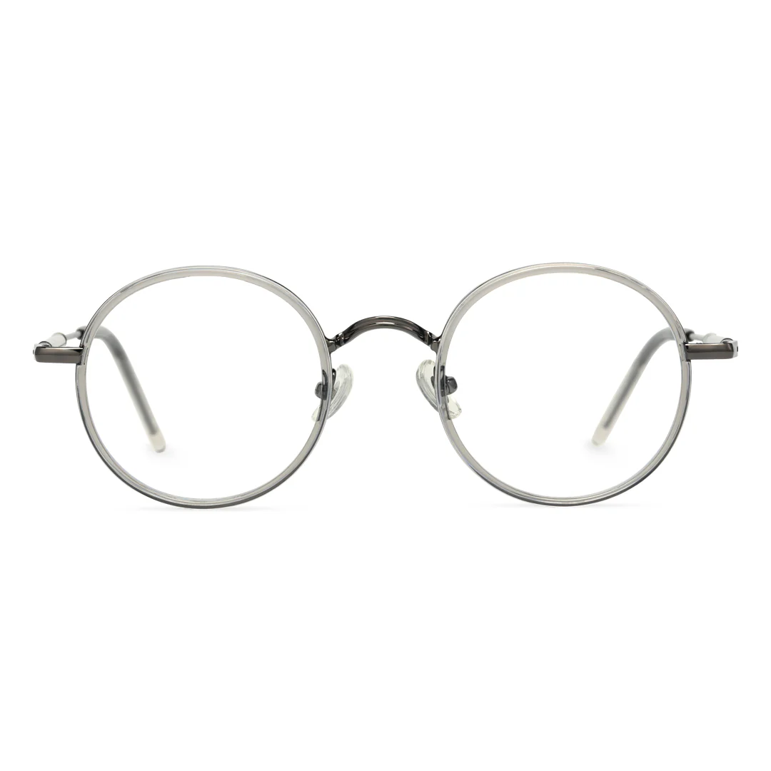 Front view of Feye vintage round tr90 eyeglasses RR0032409 in silver