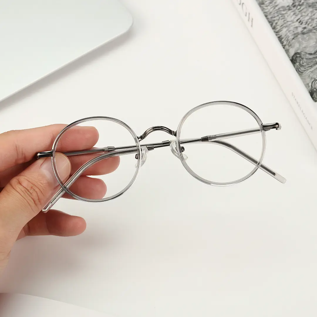 Scene view of Feye vintage round tr90 eyeglasses RR0032409 in silver