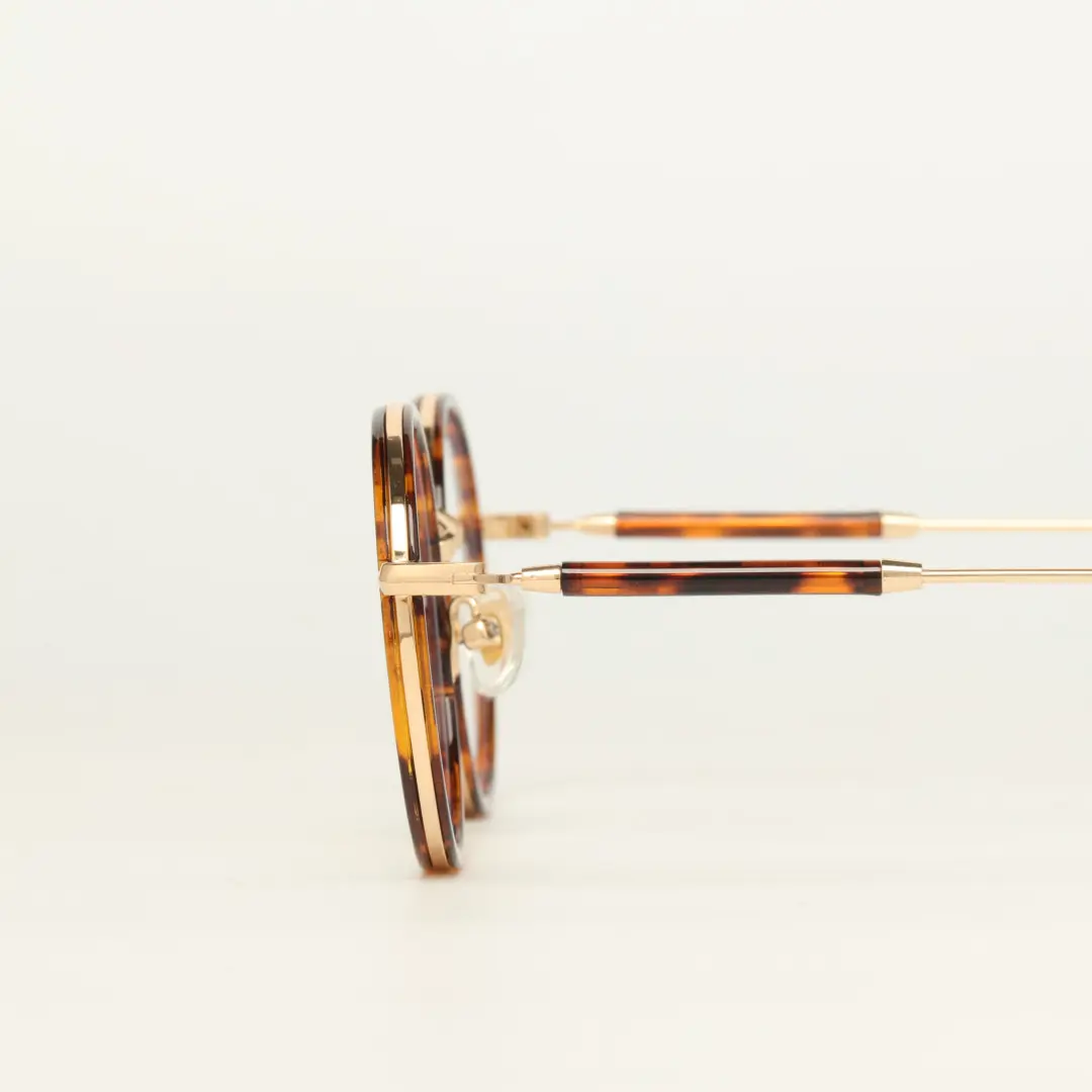 Scene close-up view of Feye vintage round tr90 eyeglasses RR0032409 in tortoise