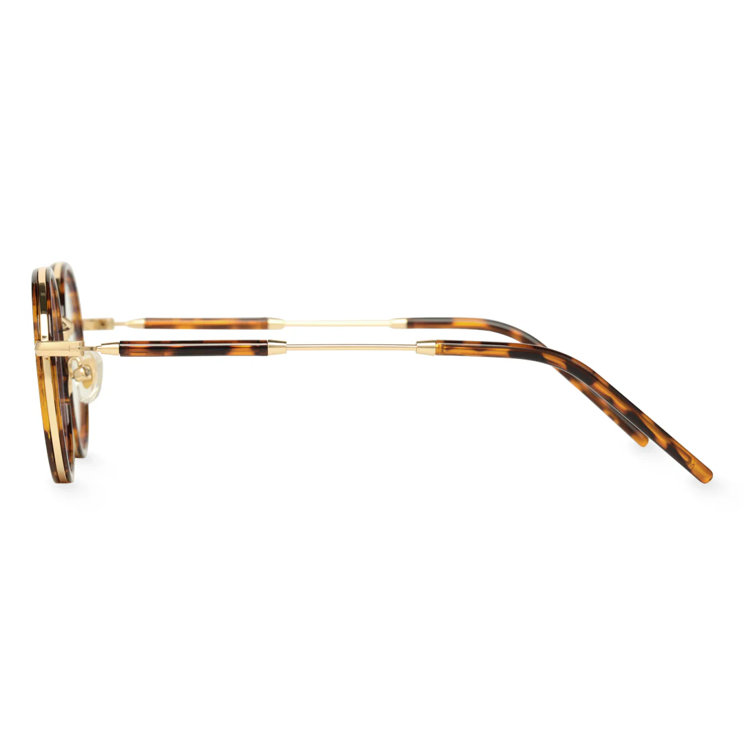 Side view of Feye vintage round tr90 eyeglasses RR0032409 in tortoise