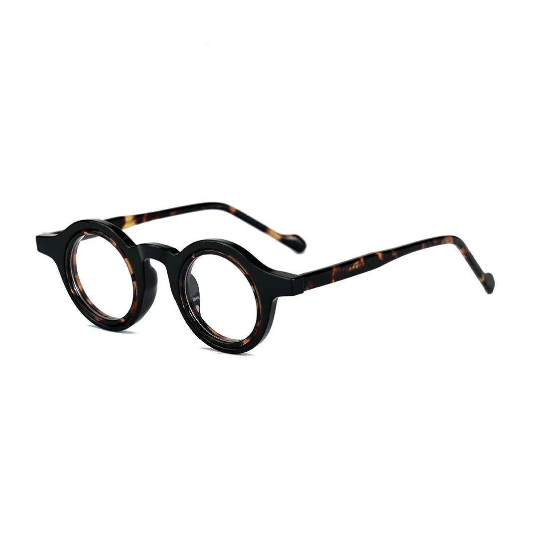 Angle view of Pnora vintage round tr90 eyeglasses RR0032411 in black brown