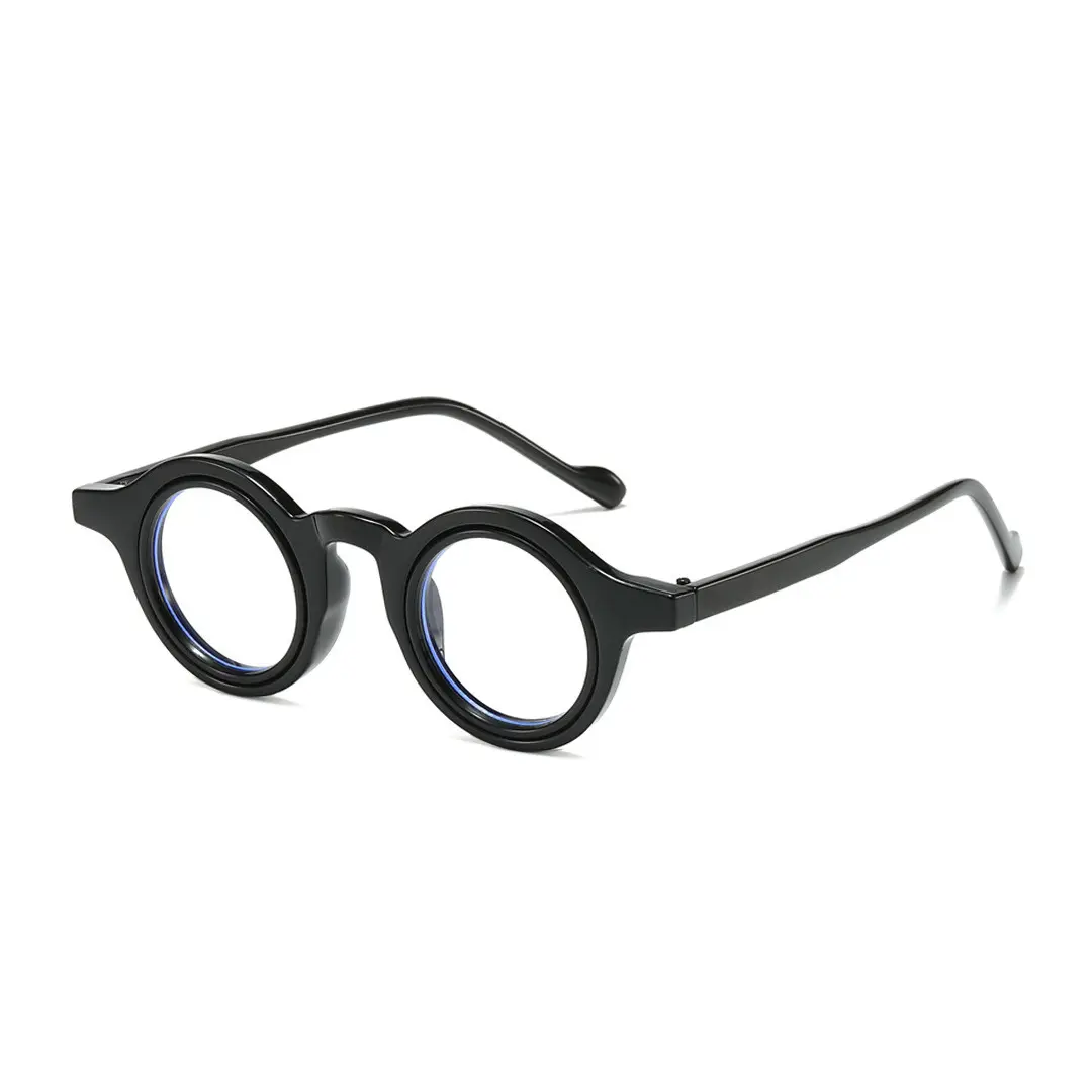 Angle view of Pnora vintage round tr90 eyeglasses RR0032411 in black
