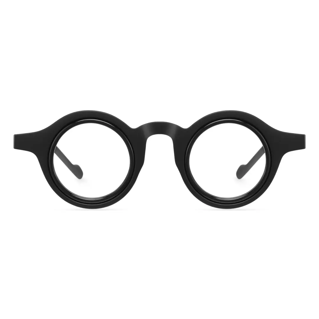 Front view of Pnora vintage round tr90 eyeglasses RR0032411 in black