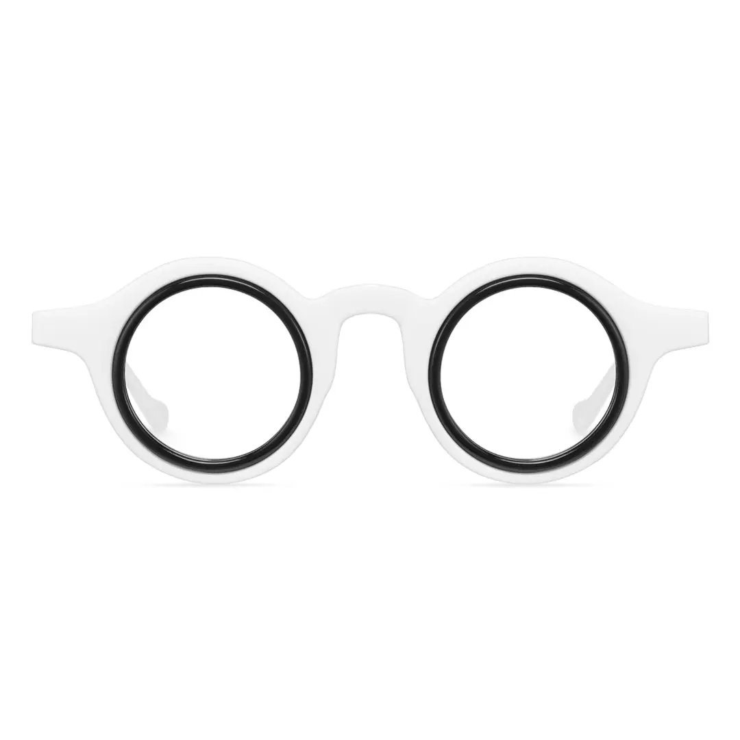 Front view of Pnora vintage round tr90 eyeglasses RR0032411 in white