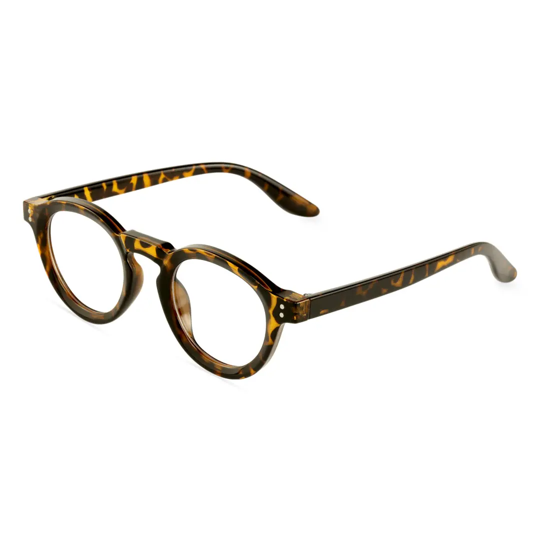 Angle view of Pnova vintage round tr90 eyeglasses in tortoise. SPU: RR0042411