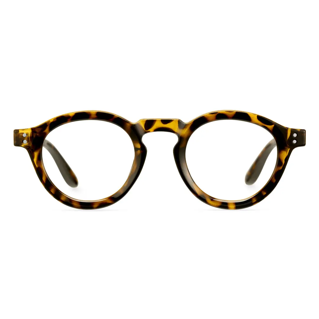 Front view of Pnova vintage round tr90 eyeglasses RR0042411 in tortoise