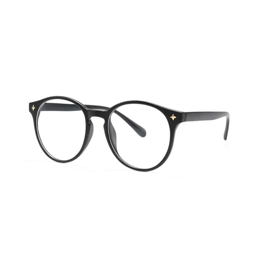 Angle view of Callen round tr90 magnetic clip-on eyeglasses set with interchangeable clip-on lenses RR0042512 in black