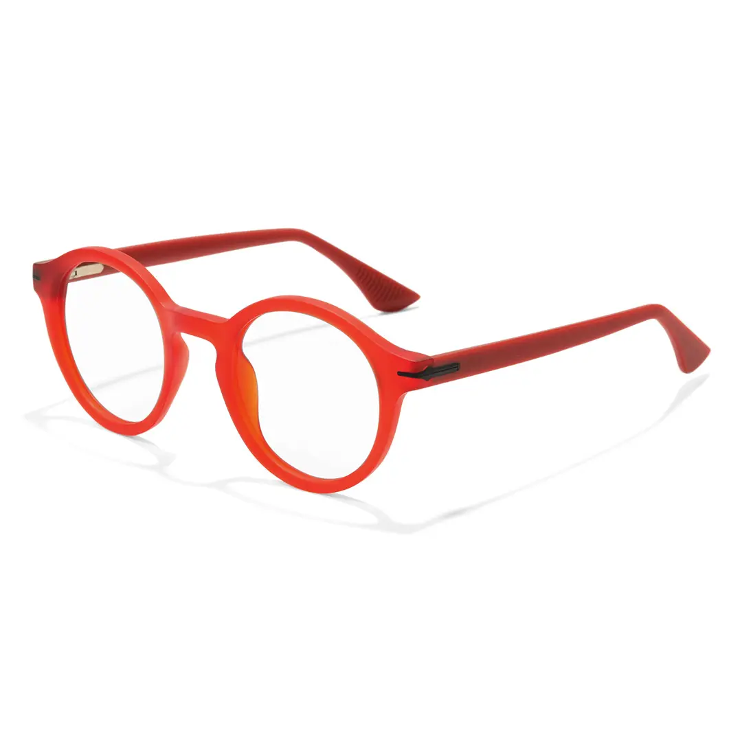 Angle view of Simple colorful round tr90 eyeglasses RR0052412 in red