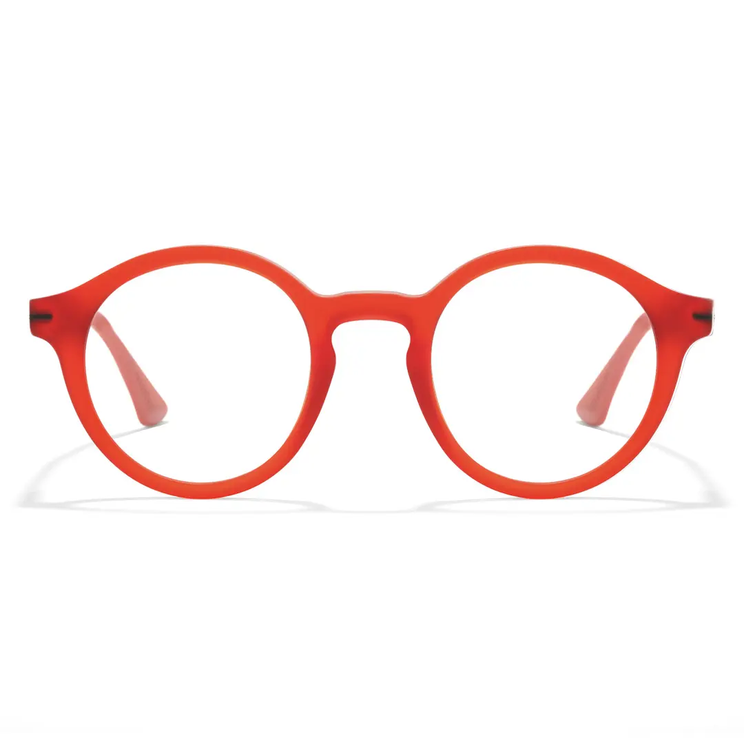 Front view of Simple colorful round tr90 eyeglasses RR0052412 in red