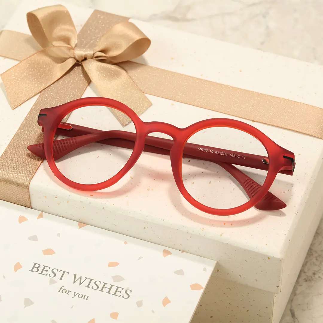Scene view of Simple colorful round tr90 eyeglasses RR0052412 in red