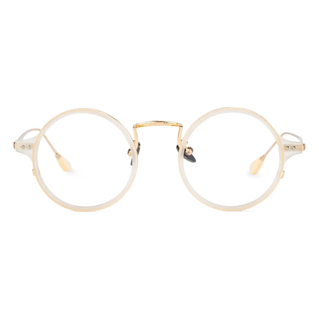 Front view of Guts vintage round tr90 eyeglasses RR0072308 in beige