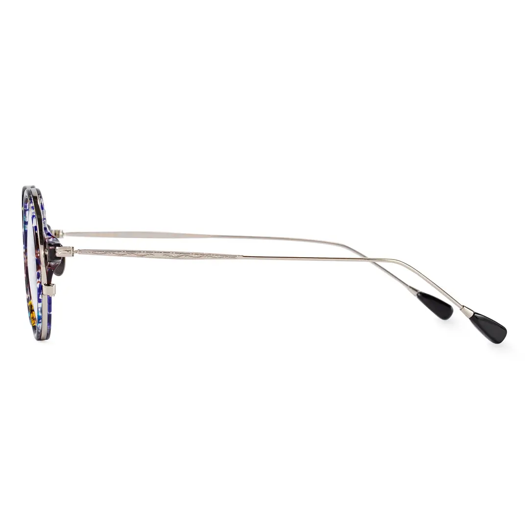 Side view of Guts vintage round tr90 eyeglasses in blue tortoise. SPU: RR0072308