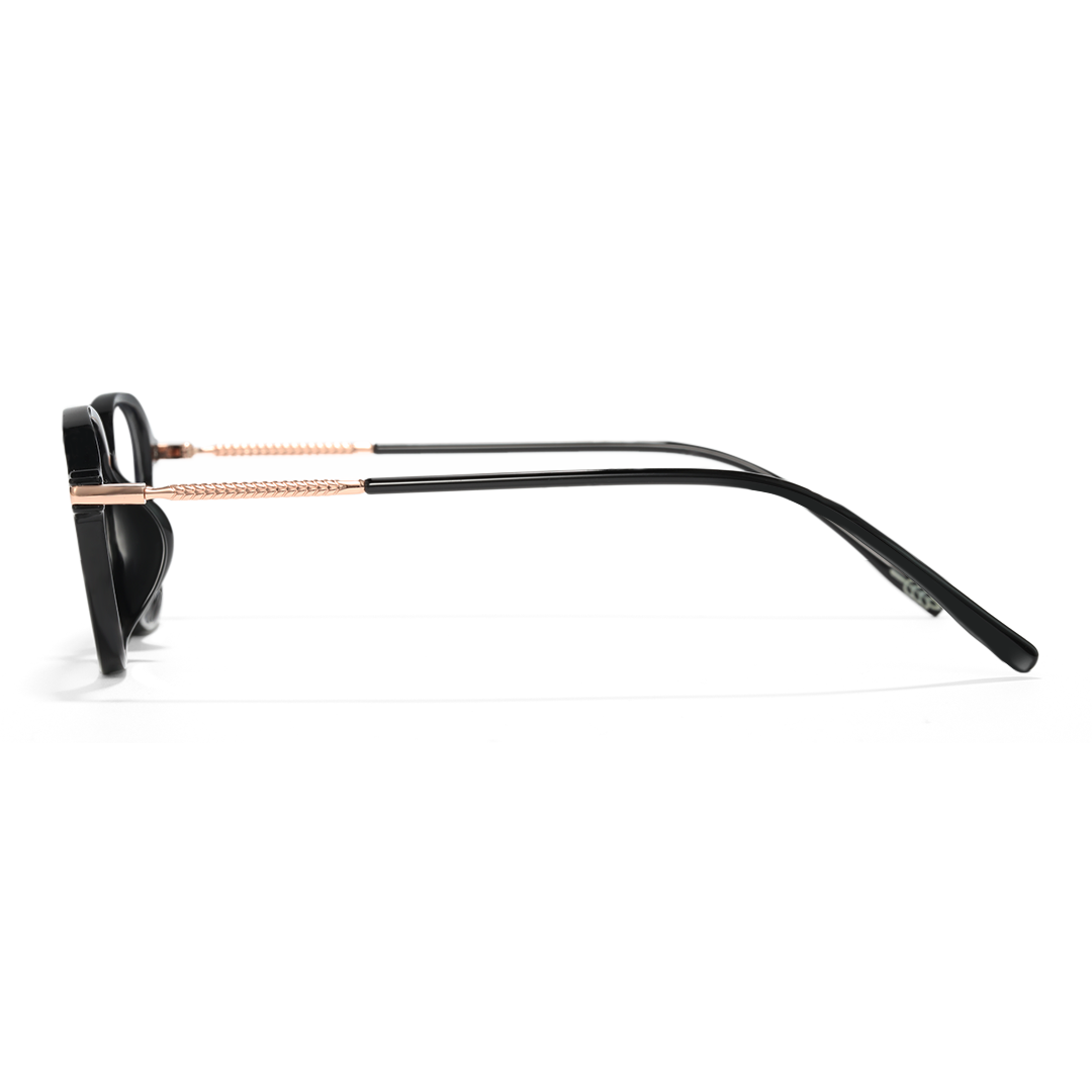 Side view of Sincere round tr90 eyeglasses RR0072412 in black