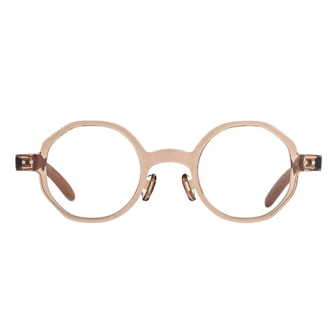 Front view of Graph vintage round tr90 eyeglasses RR0082307 in gold