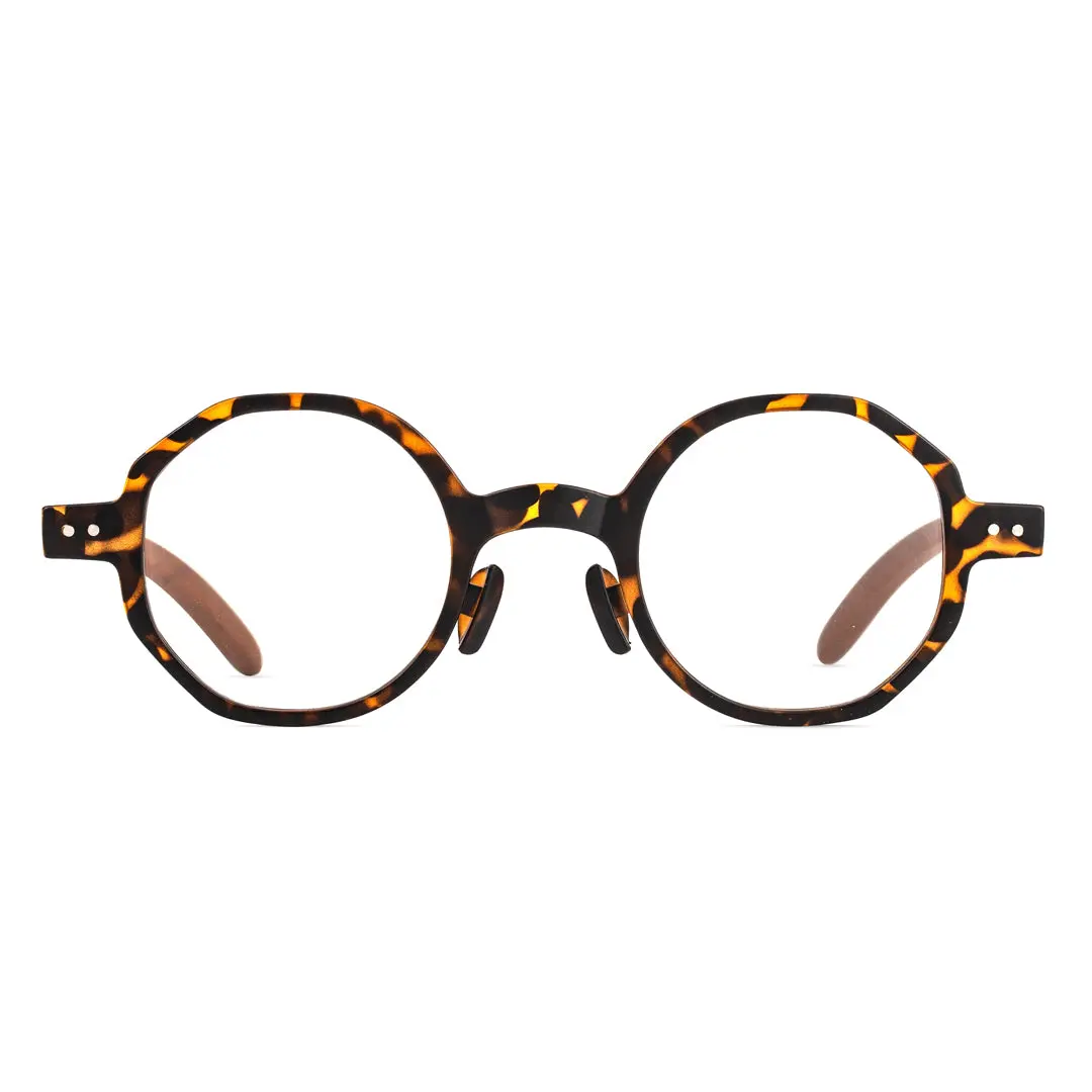 Front view of Graph vintage round tr90 eyeglasses RR0082307 in tortoise