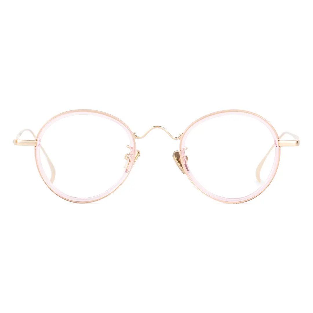 Front view of Miko vintage round tr90 eyeglasses RR0082308 in beige