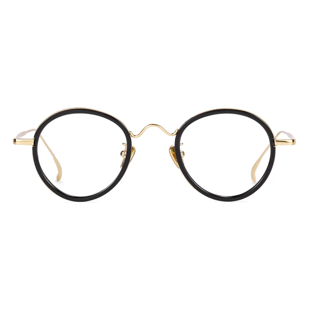 Front view of Miko vintage round tr90 eyeglasses RR0082308 in black