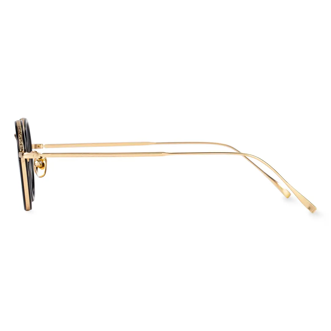 Side view of Miko vintage round tr90 eyeglasses RR0082308 in black