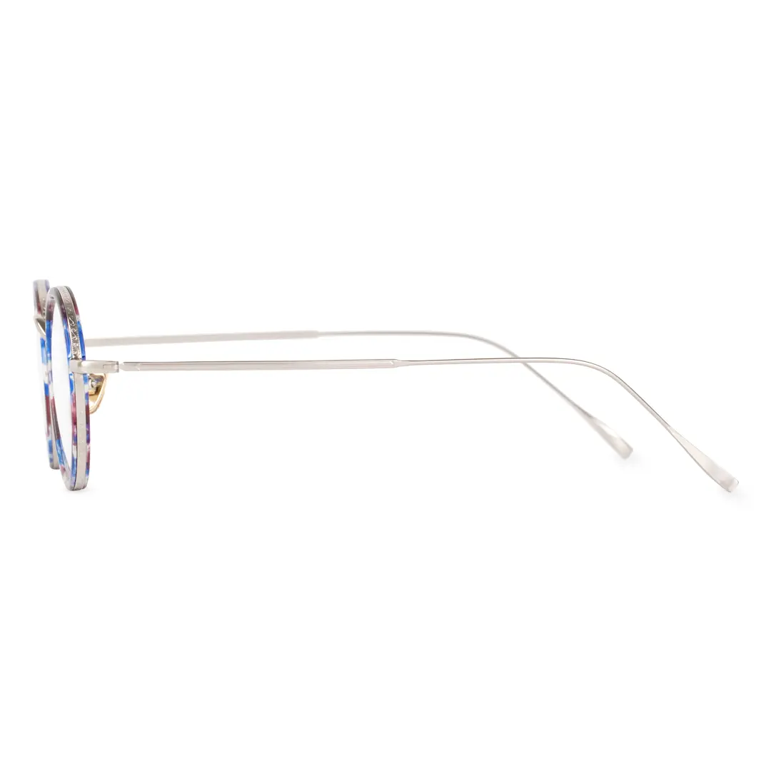 Side view of Miko vintage round tr90 eyeglasses in blue tortoise. SPU: RR0082308