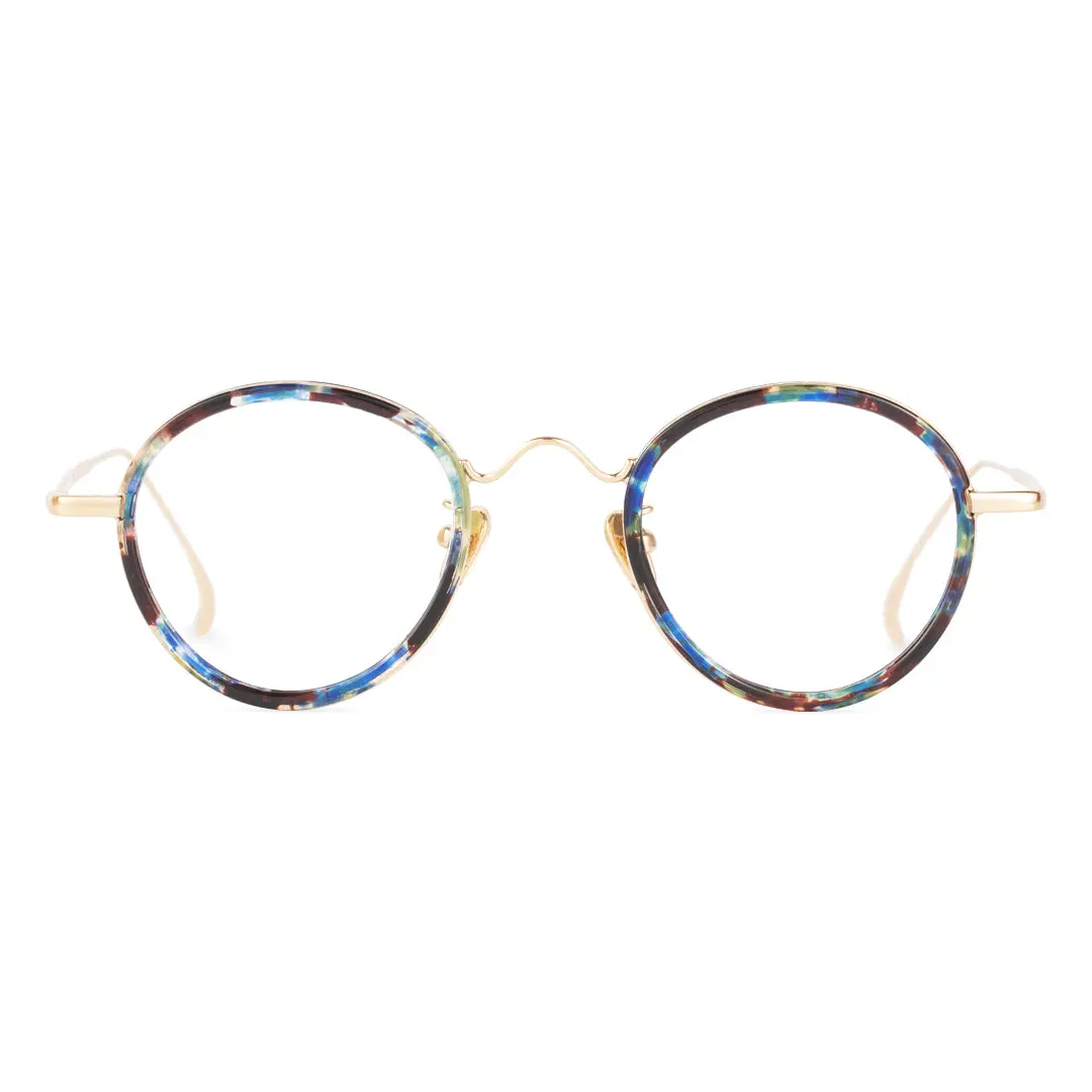 Front view of Miko vintage round tr90 eyeglasses RR0082308 in multicolor
