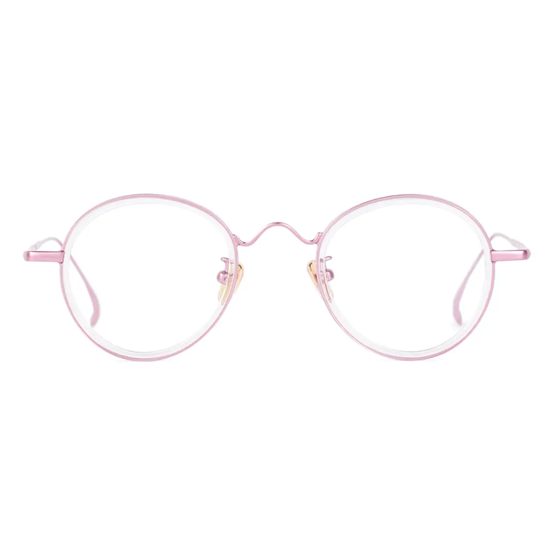 Front view of Miko vintage round tr90 eyeglasses RR0082308 in pink