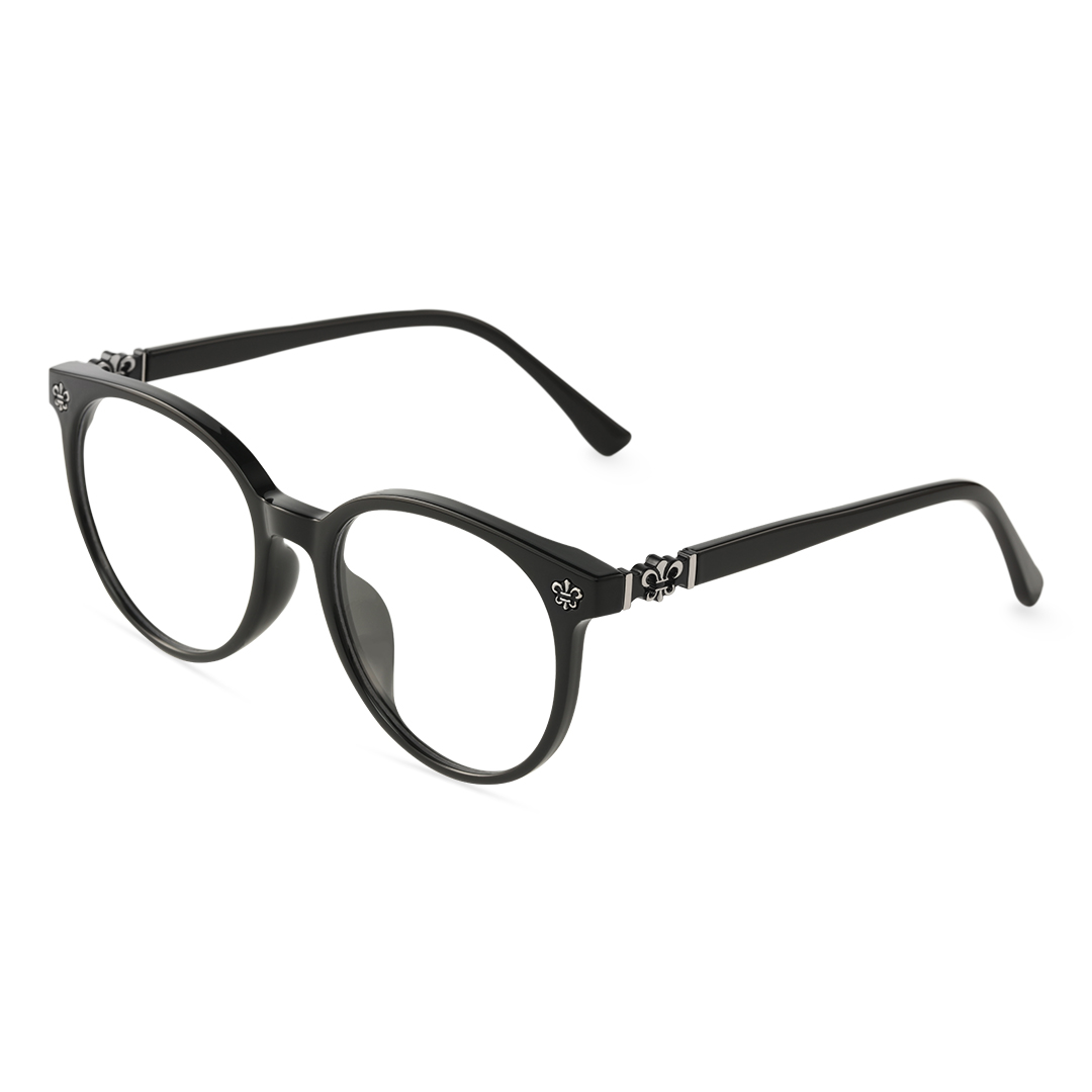 Angle view of Vaelia fashion round tr90 eyeglasses RR0082409 in black
