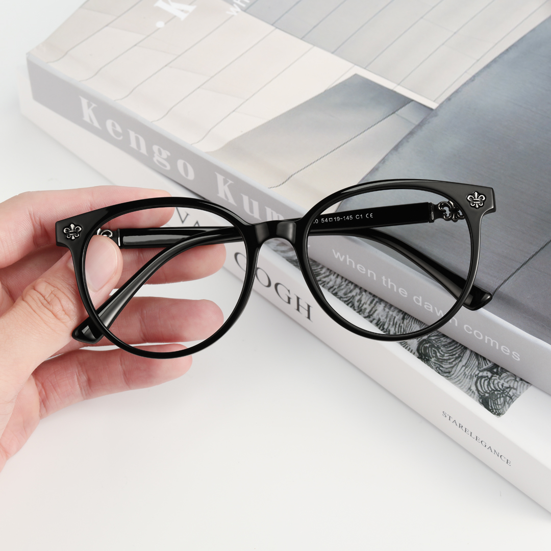 Scene view of Vaelia fashion round tr90 eyeglasses RR0082409 in black