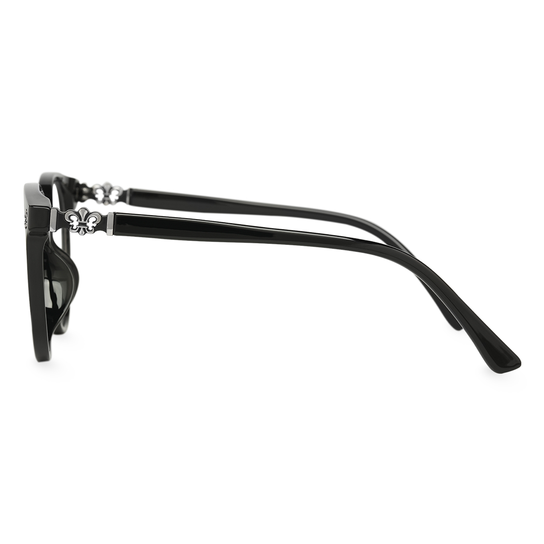 Side view of Vaelia fashion round tr90 eyeglasses RR0082409 in black