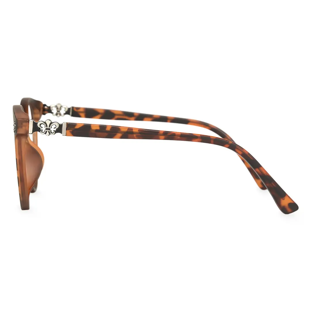 Side view of Vaelia fashion round tr90 eyeglasses RR0082409 in tortoise