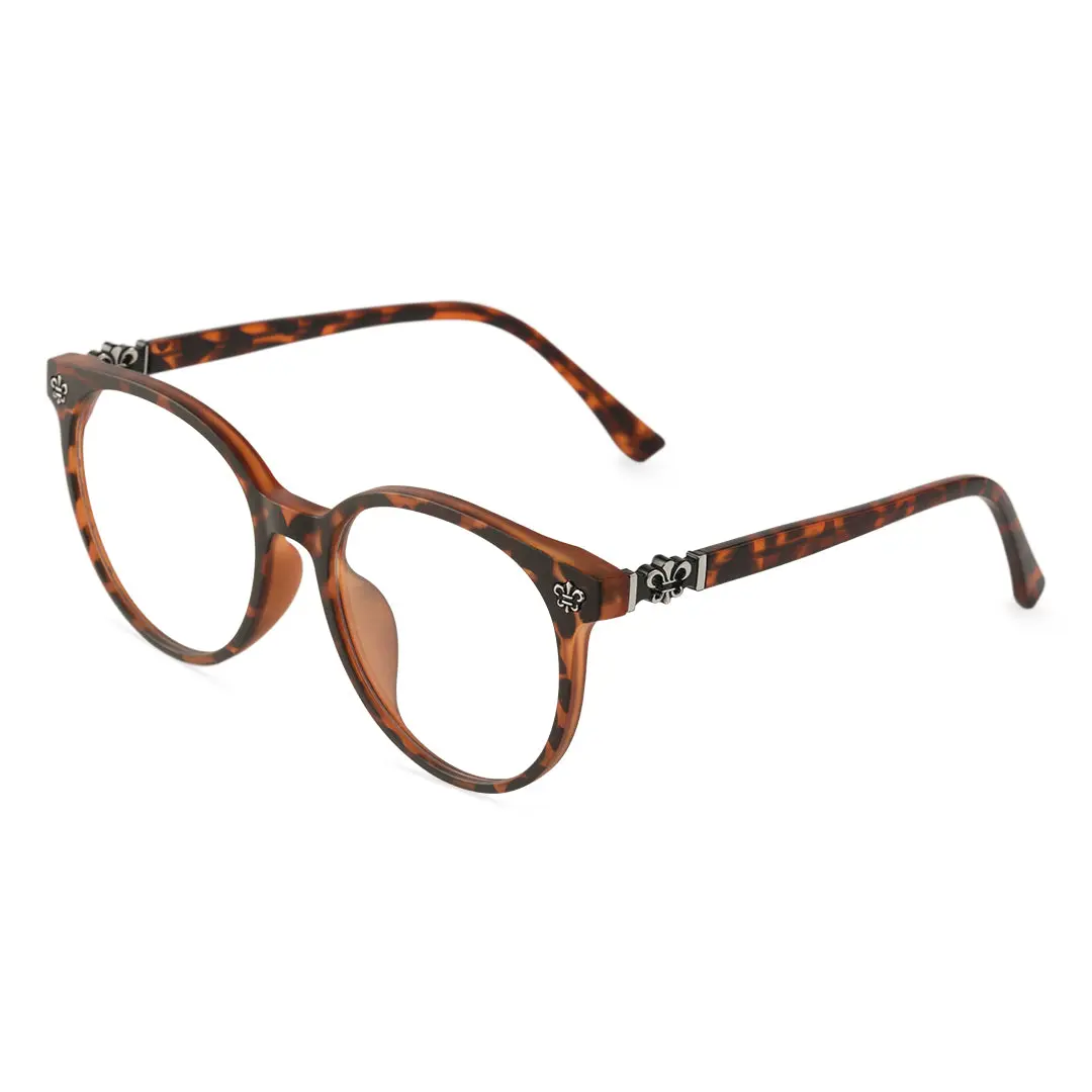 Angle view of Vaelia round tr90 eyeglasses RR0082409 in tortoise
