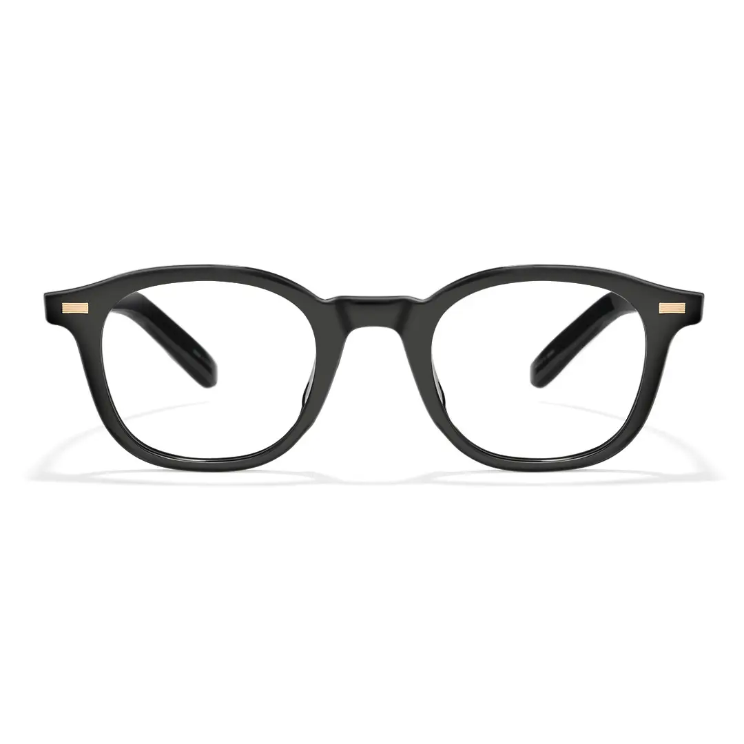 Front view of Solid round tr90 eyeglasses RR0082412 in black
