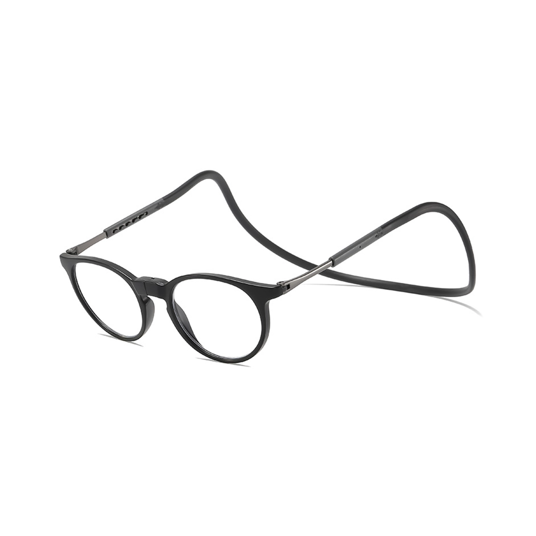 Angle view of Vyro round pc magnetic clip-on eyeglasses RR0082512 in black