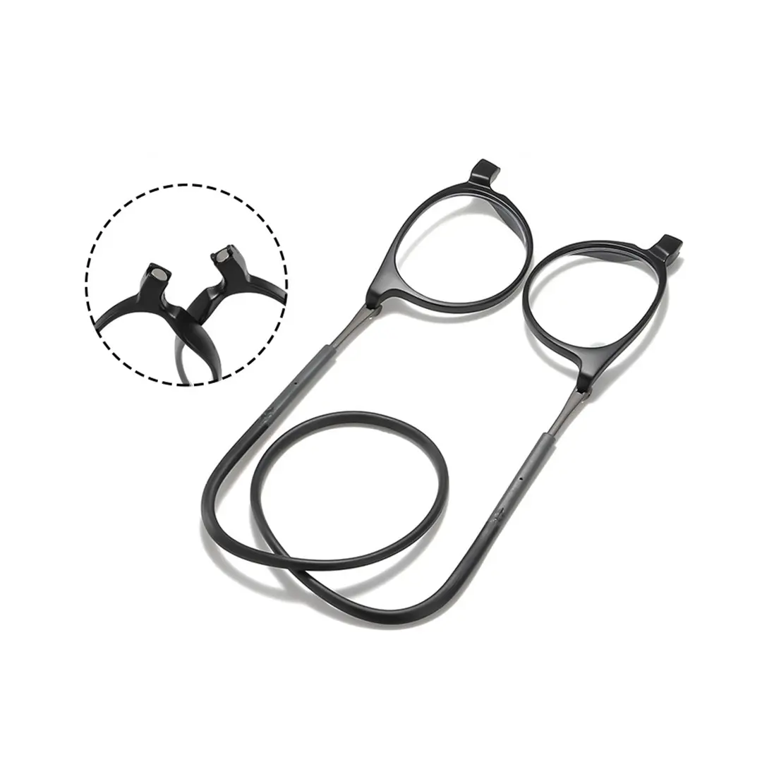 Front folded view of Vyro round pc magnetic clip-on eyeglasses RR0082512 in black