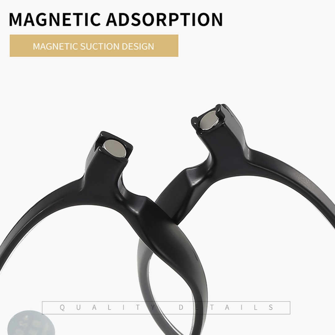 Magnetic connection detail of Vyro round pc magnetic clip-on eyeglasses RR0082512 in black