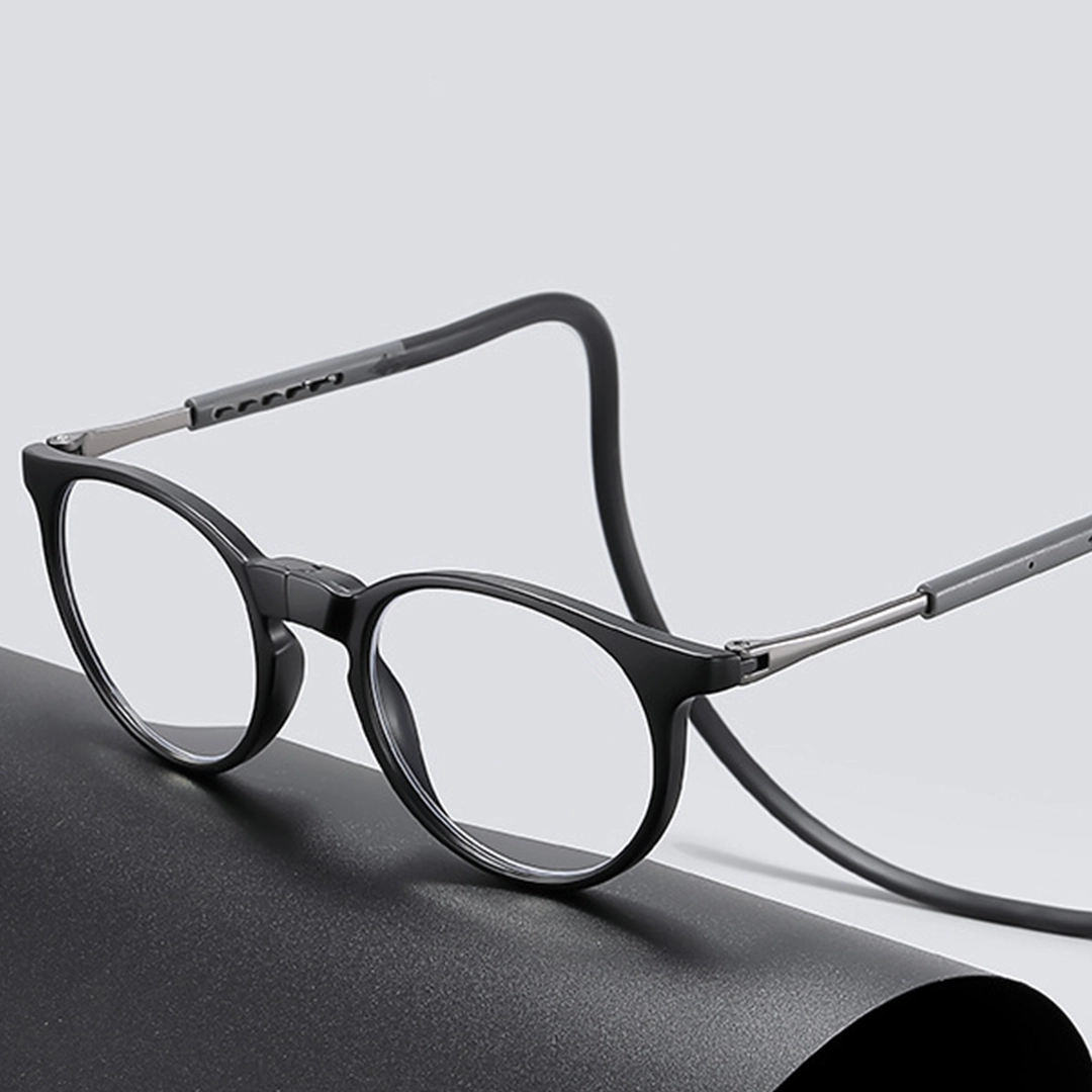 Scene view of Vyro round pc magnetic clip-on eyeglasses RR0082512 in black