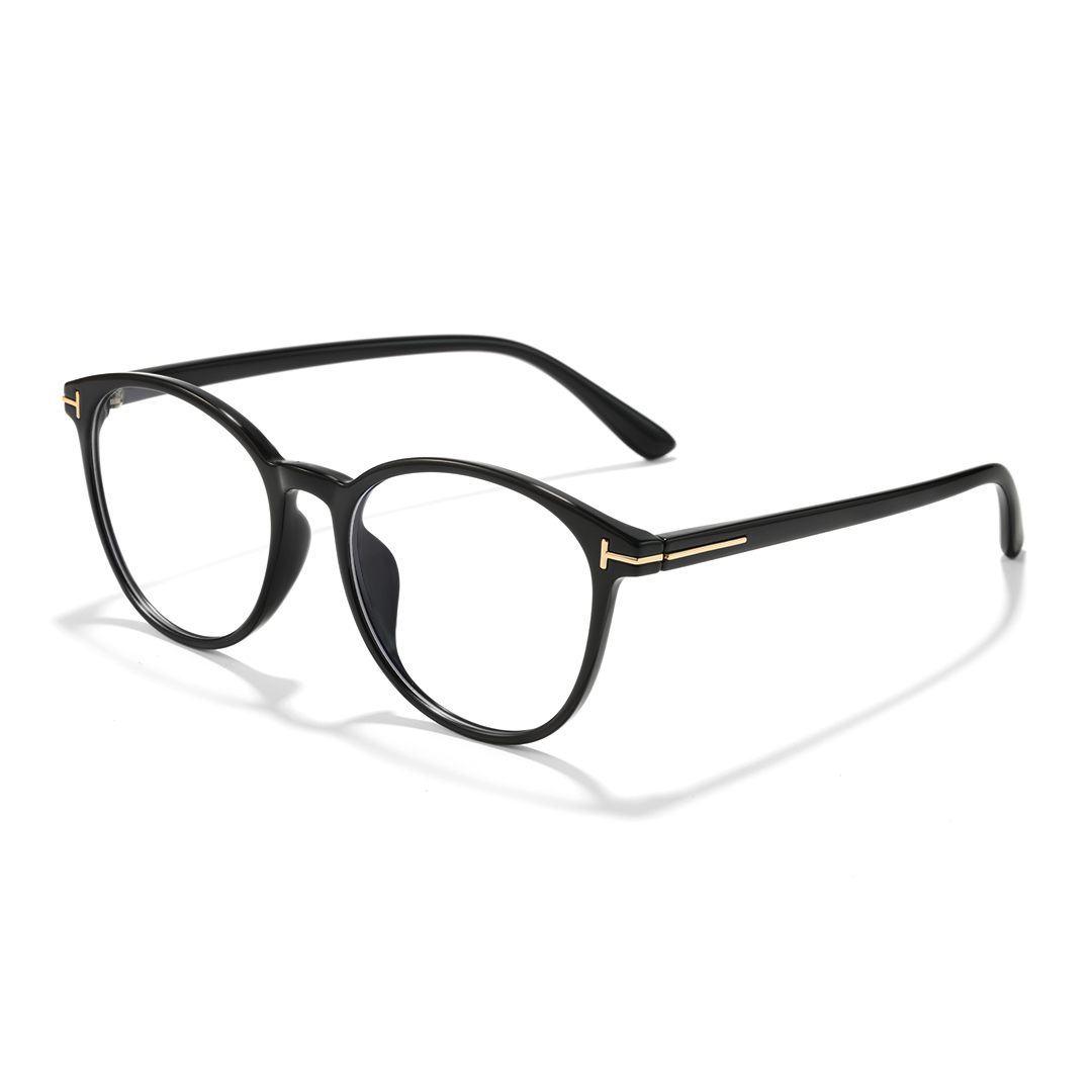 Angle view of Smile fashion round tr90 eyeglasses RR0092412 in black