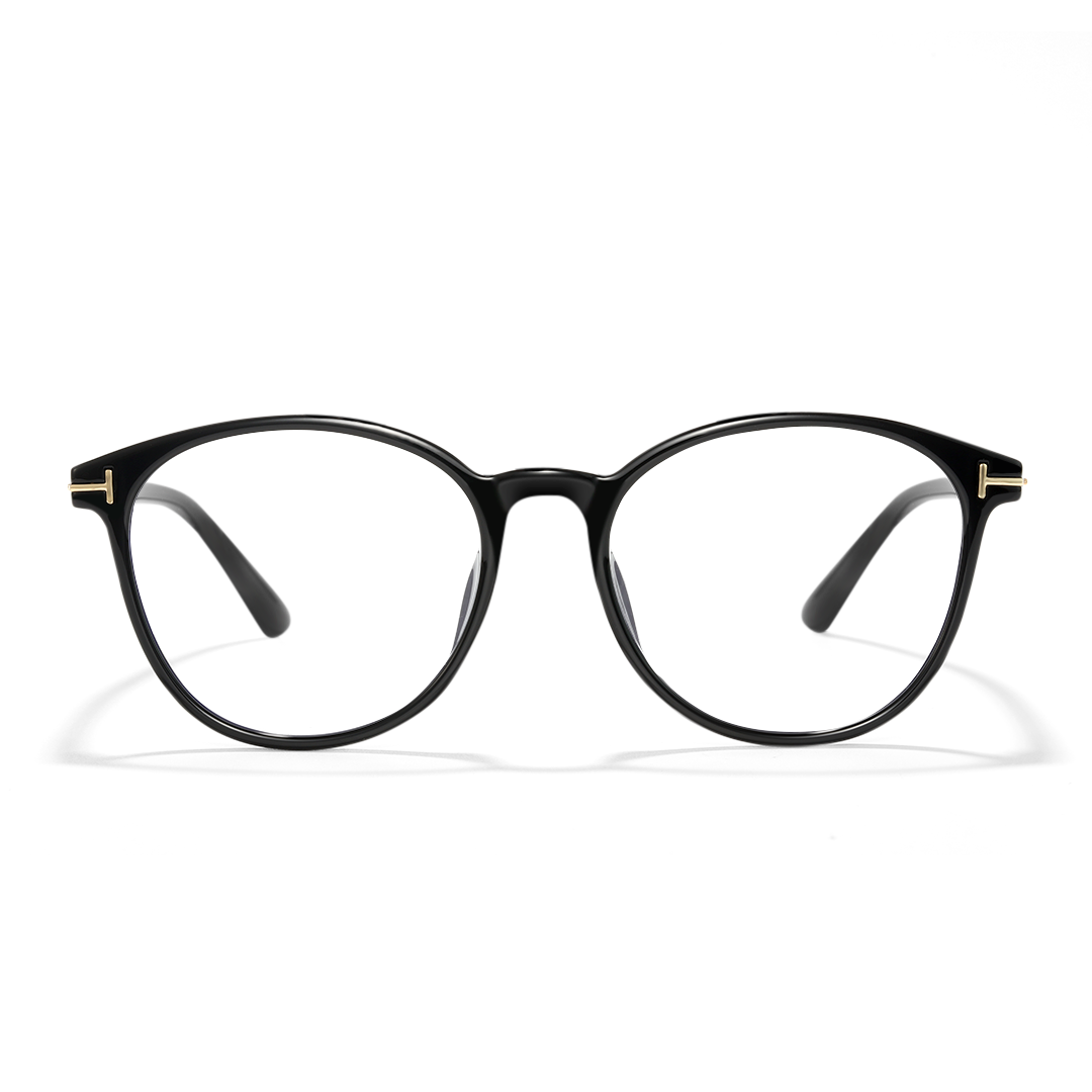 Front view of Smile fashion round tr90 eyeglasses RR0092412 in black