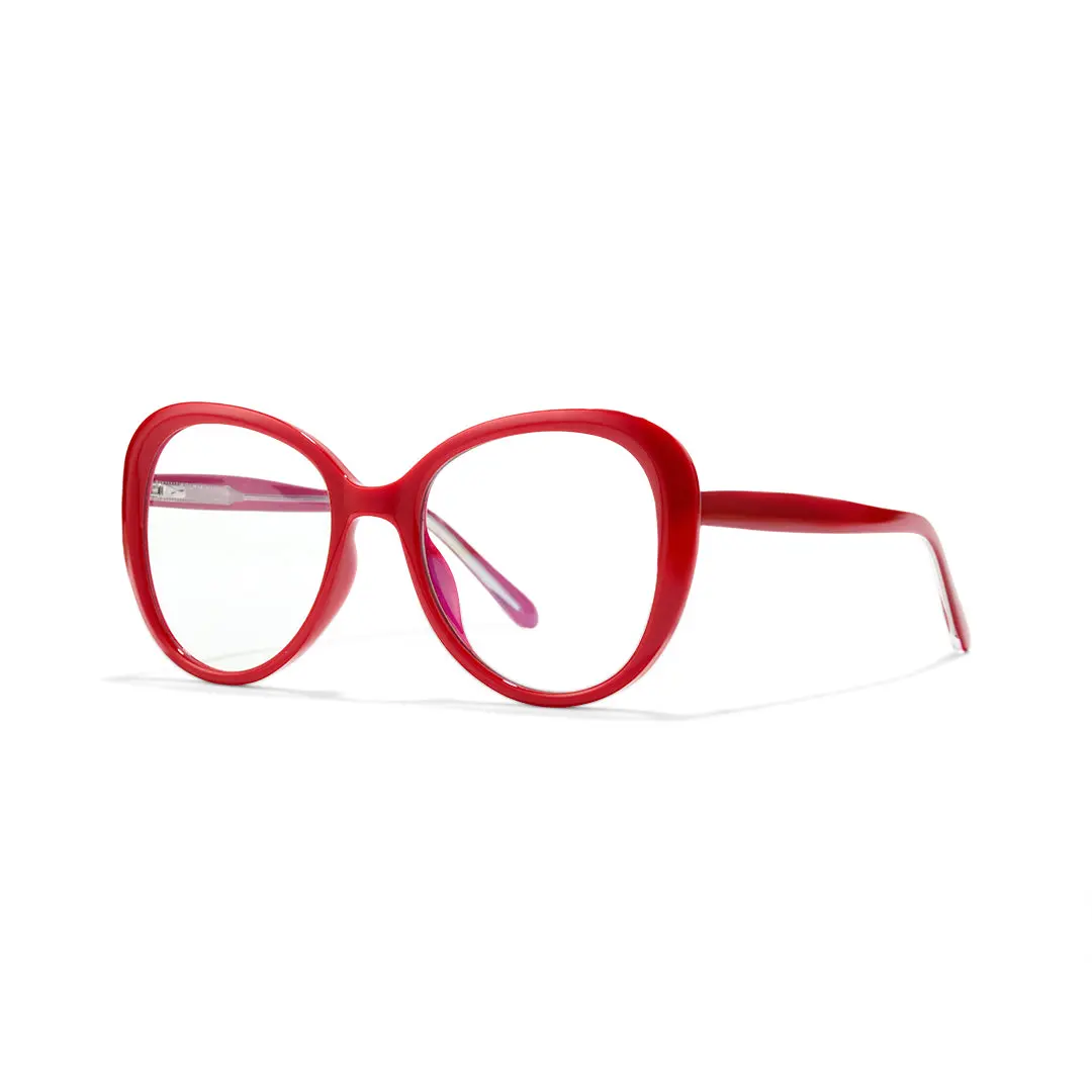 Angle view of Maya round tr90 eyeglasses RR0122502 in red