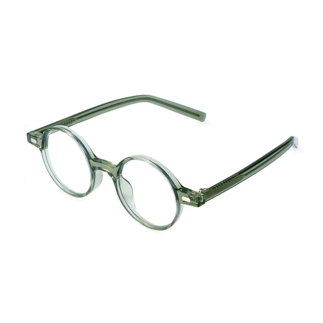 Angle view of Linda vintage round tr90 eyeglasses RR0162209 in army green