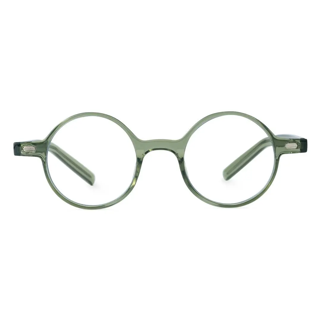 Front view of Linda vintage round tr90 eyeglasses RR0162209 in army green